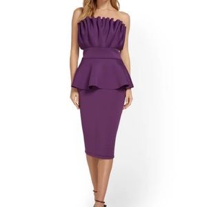 Beautiful peplum waist purple strapless dress